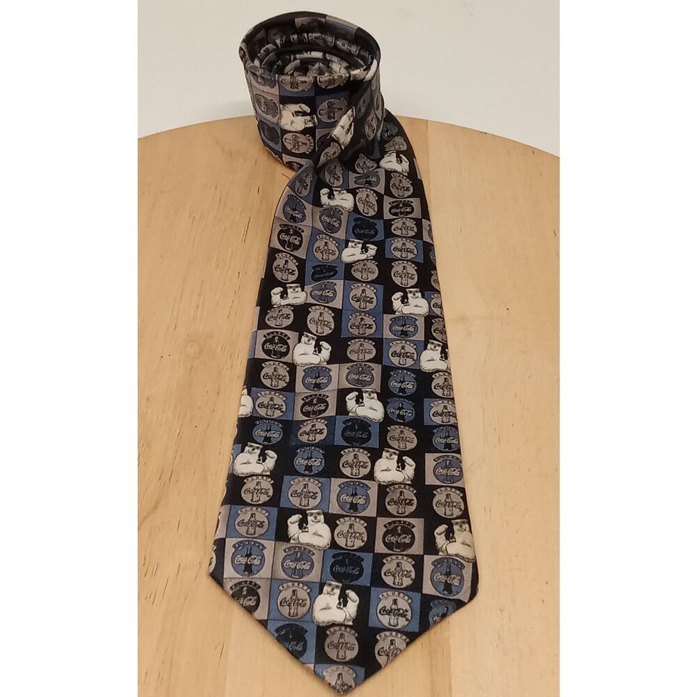 Vintage Coca-Cola Tie Men's Polar Bear Blue Polyester Korea